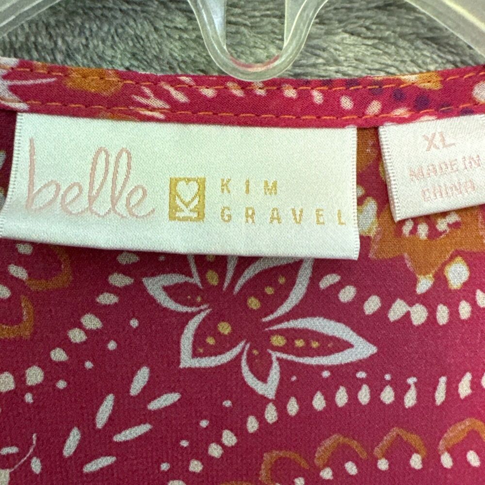 Belle by kim gravel xl tops blouse red white floral kimono cardigan - Picture 2 of 7